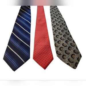 3 Bold 100% Silk Designer Ties - Blue, Red, and Leopard Print